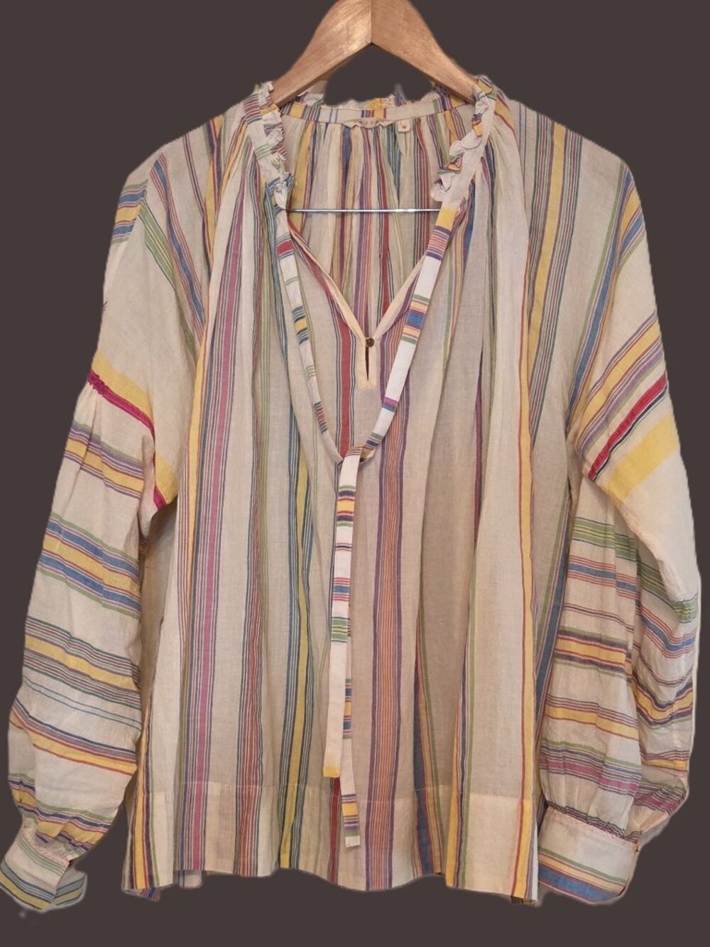 INJIRI FINE COTTON STRIPED BLOUSE OVERSIZED SIZE M
